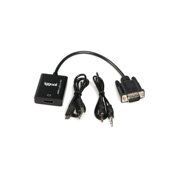 Iggual adaptador vga a hdmi + audio + microusb