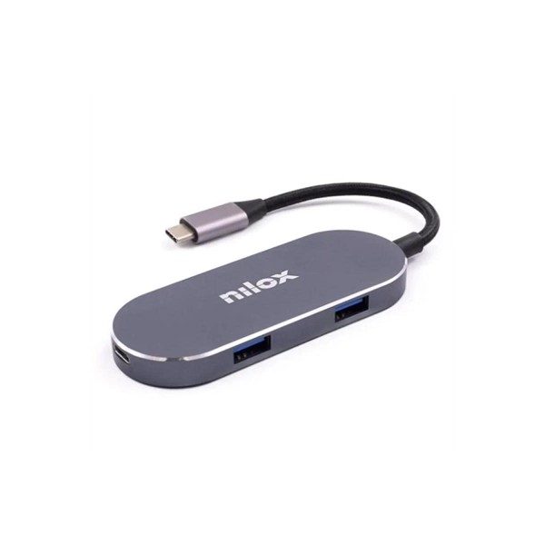 Nilox mini dockstion usb-c hdmi, 5 en 1, plata